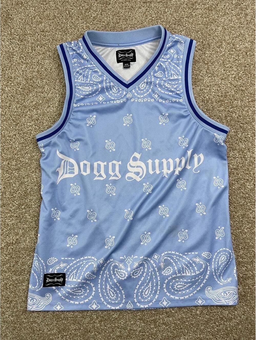 Dogg Supply By Snoop Dogg Tank Top Mens M Blue Paisley V-Neck Rap Hip Hop